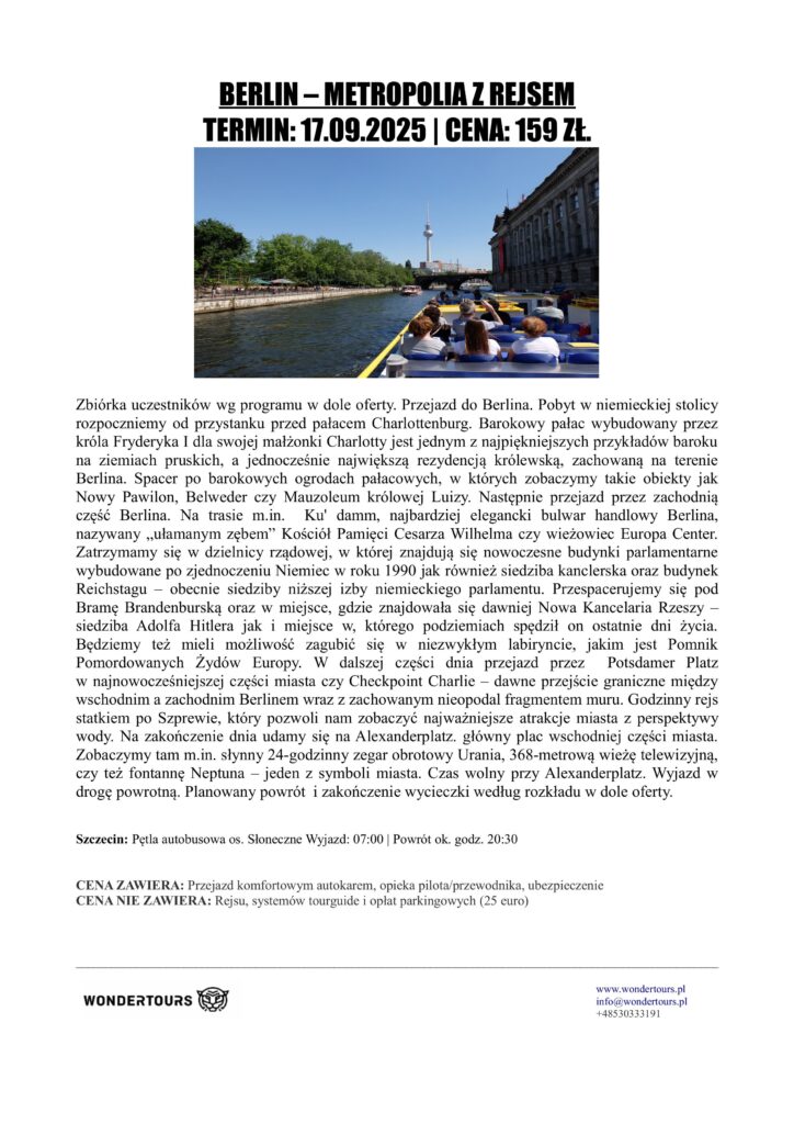 zdjęcie przedstawia program wycieczki do Berlina