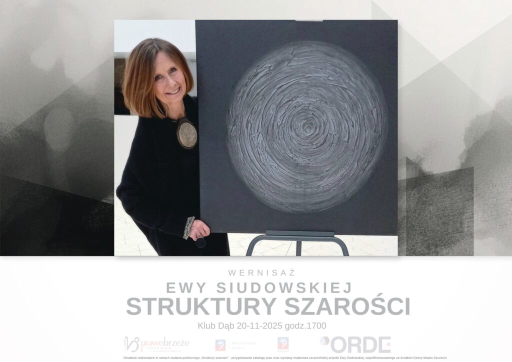 zdjęcie przedstawia artystkę ze swoją pracą malarską